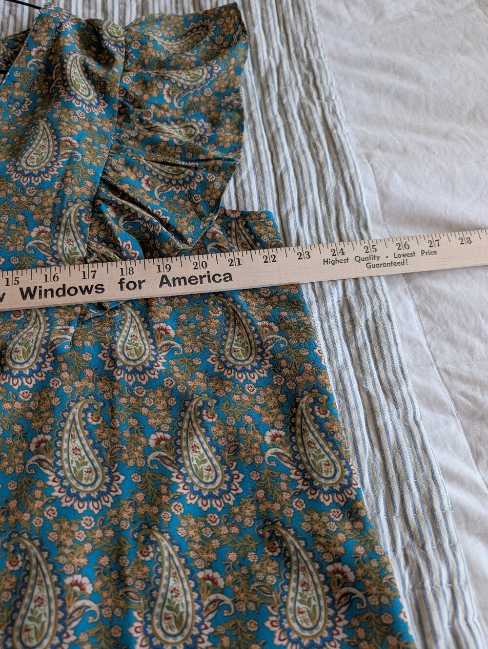 DR2 Blue Paisley blouse with Ruffle Sleeves Size XL - Picture 4 of 4